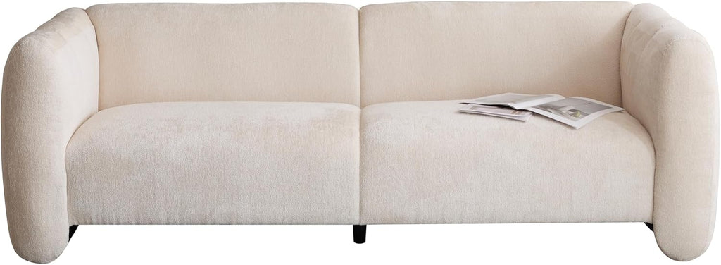 Christopher Knight Home Carine 83'' Sofa Couch, Cozy Boucle Fabric Upholstered 3-Seater Seating Sofa, Comfy Couches for Living Room and Office, Modern Oversized Loveseat, Curved Wave Design, Beige