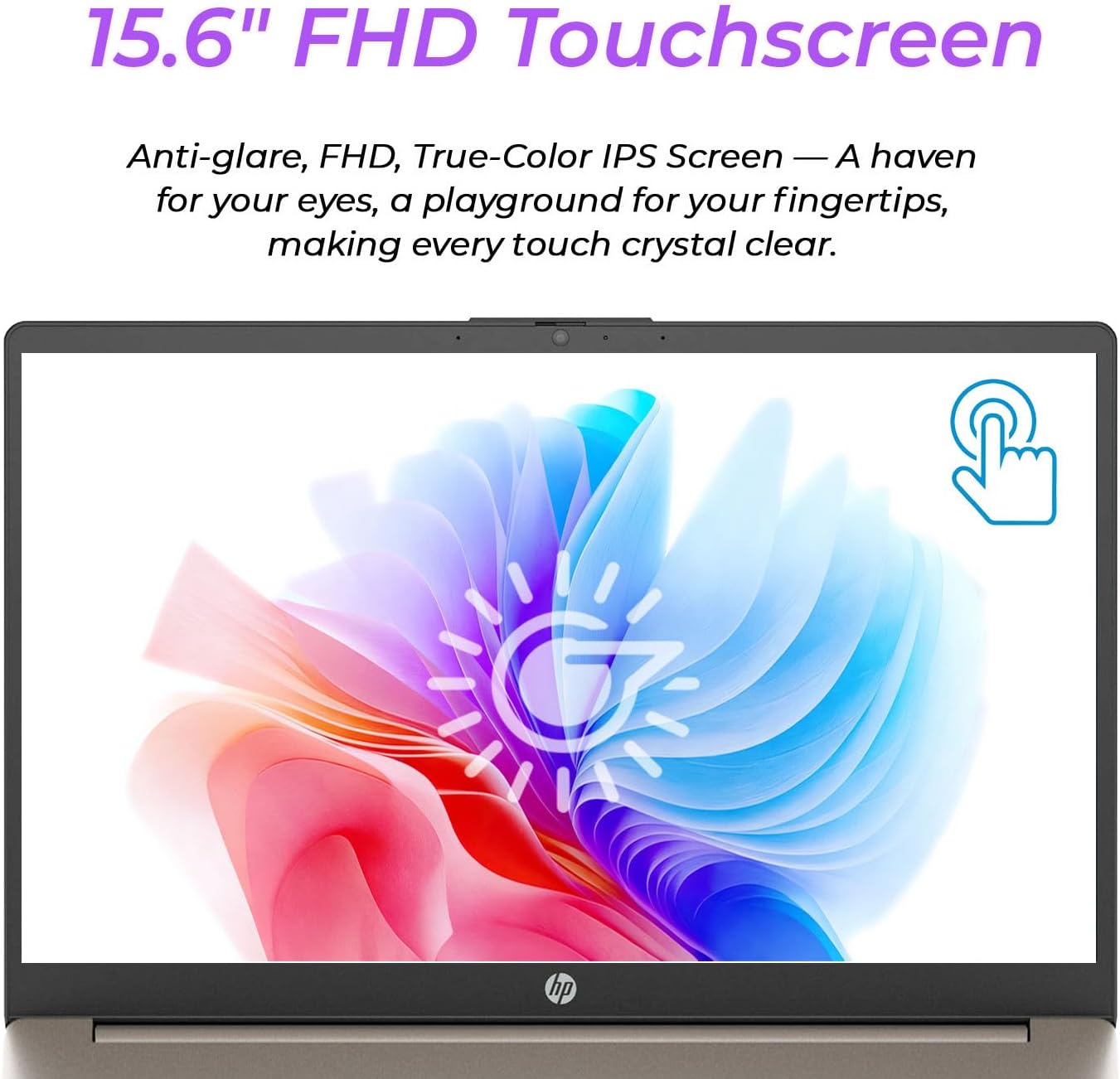 HP Touchscreen 15.6' FHD Business Laptop Computer | 2026 Edition | AMD Ryzen 5 (Up to 4.3GHz) | 8GB DDR5 RAM, 256GB PCIe SSD | AI Copilot Key | Windows 11 with Office 365 for The Web • w/o Mouse