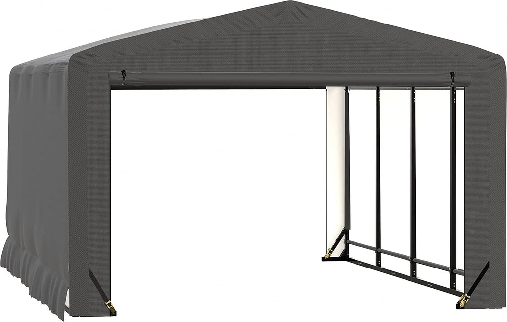 ShelterLogic ShelterTube Garage & Storage Shelter, 12' x 18' x 8' Heavy-Duty Steel Frame Wind and Snow-Load Rated Enclosure, Gray