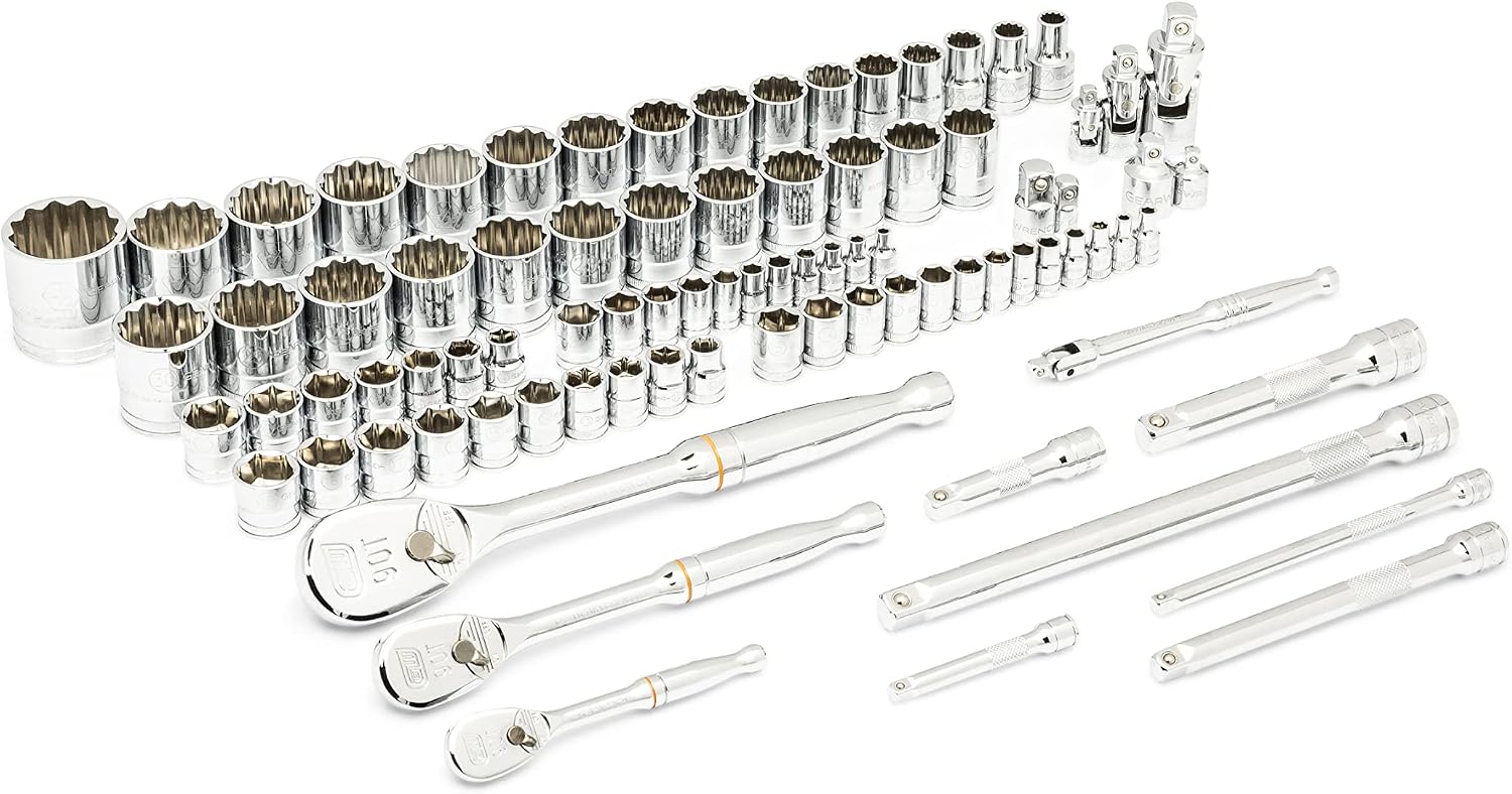 GEARWRENCH 83 Pc. 1/4, 3/8', 1/2' 90-Tooth SAE/Metric Mechanics Tool Set with EVA Foam Tray - 86529