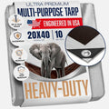 20x40 Tarp Heavy Duty, Large Tarp Waterproof - 10 Mil Extra Thick, UV Resistant, Grommets Every 18' - Outdoor Waterproof Plastic Poly Tarpaulin, Camping, Pool, House Roof Rain Cover (Silver/Brown)