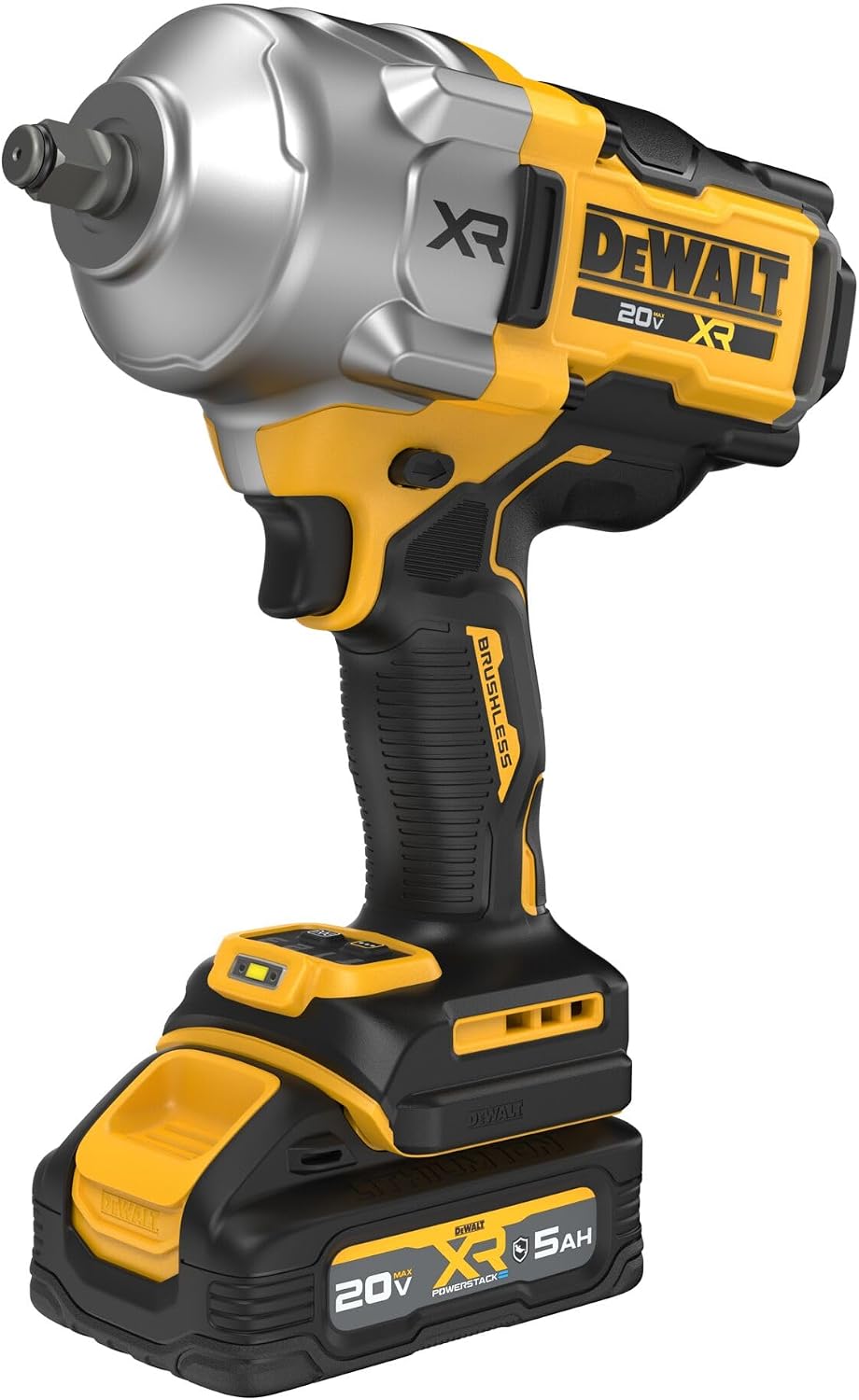 DEWALT 20V MAX XR Cordless Impact Wrench Kit, 1/2' Hog Ring, High Torque, Brushless, Includes POWERSTACK Battery and Charger (DCF961GH1)