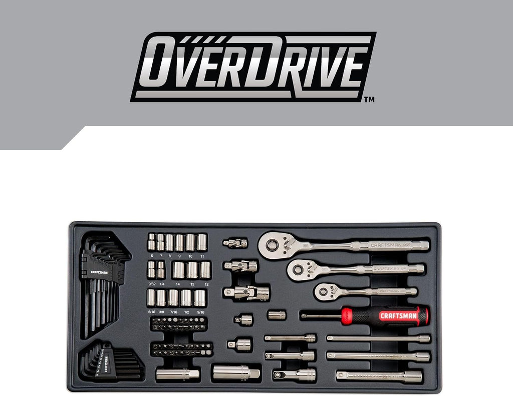 CRAFTSMAN OVERDRIVE 284-Piece Gunmetal Chrome Mechanics Tool Set, Standard SAE/Metric Socket Set, with Hard Case (CMMT99284)
