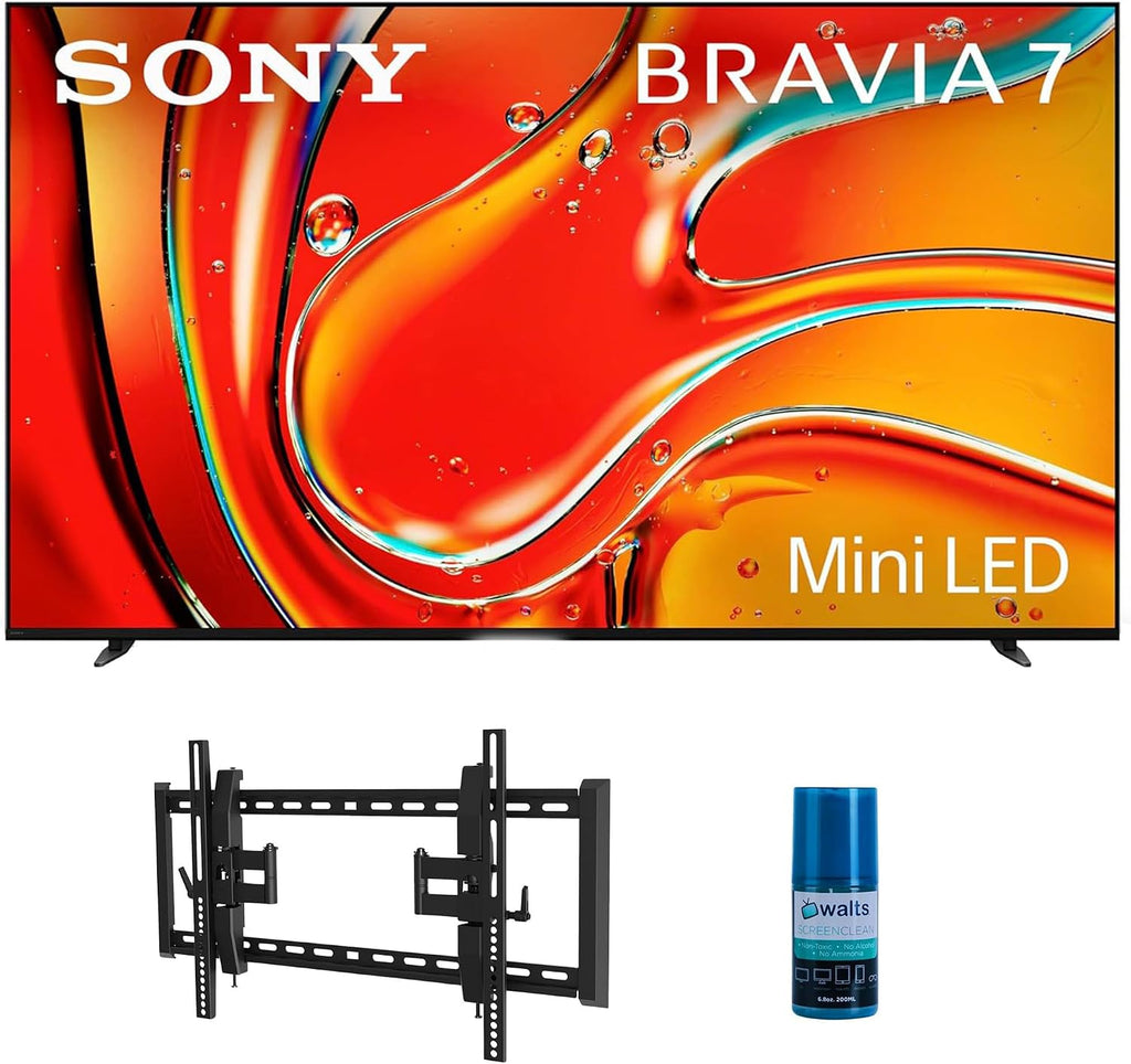 Sony K75XR70 75 Inch 4K Bravia LCD Mini LED Full Array HDR Google TV with a Walts TV TILT-EXTENSION-37-90 Tilt Mount for 37'-90' Compatible TVs and Walts HDTV Screen Cleaner Kit (2024)