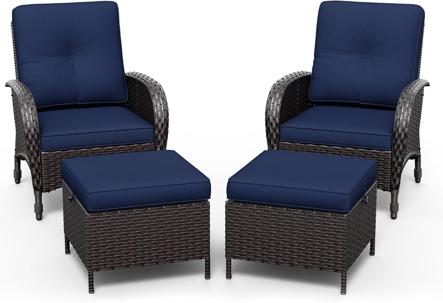 Joyside Wicker Patio Chairs, 4 Piece Rattan Outdoor Furniture with Thickened Cushions, High Back, Deep Seating, Wide Armrest, Outdoor Chairs for Porch, Deck