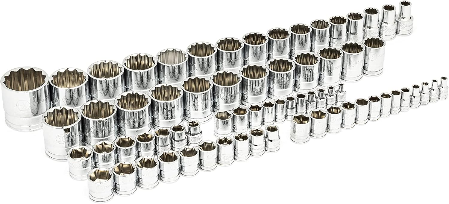 GEARWRENCH 83 Pc. 1/4, 3/8', 1/2' 90-Tooth SAE/Metric Mechanics Tool Set with EVA Foam Tray - 86529
