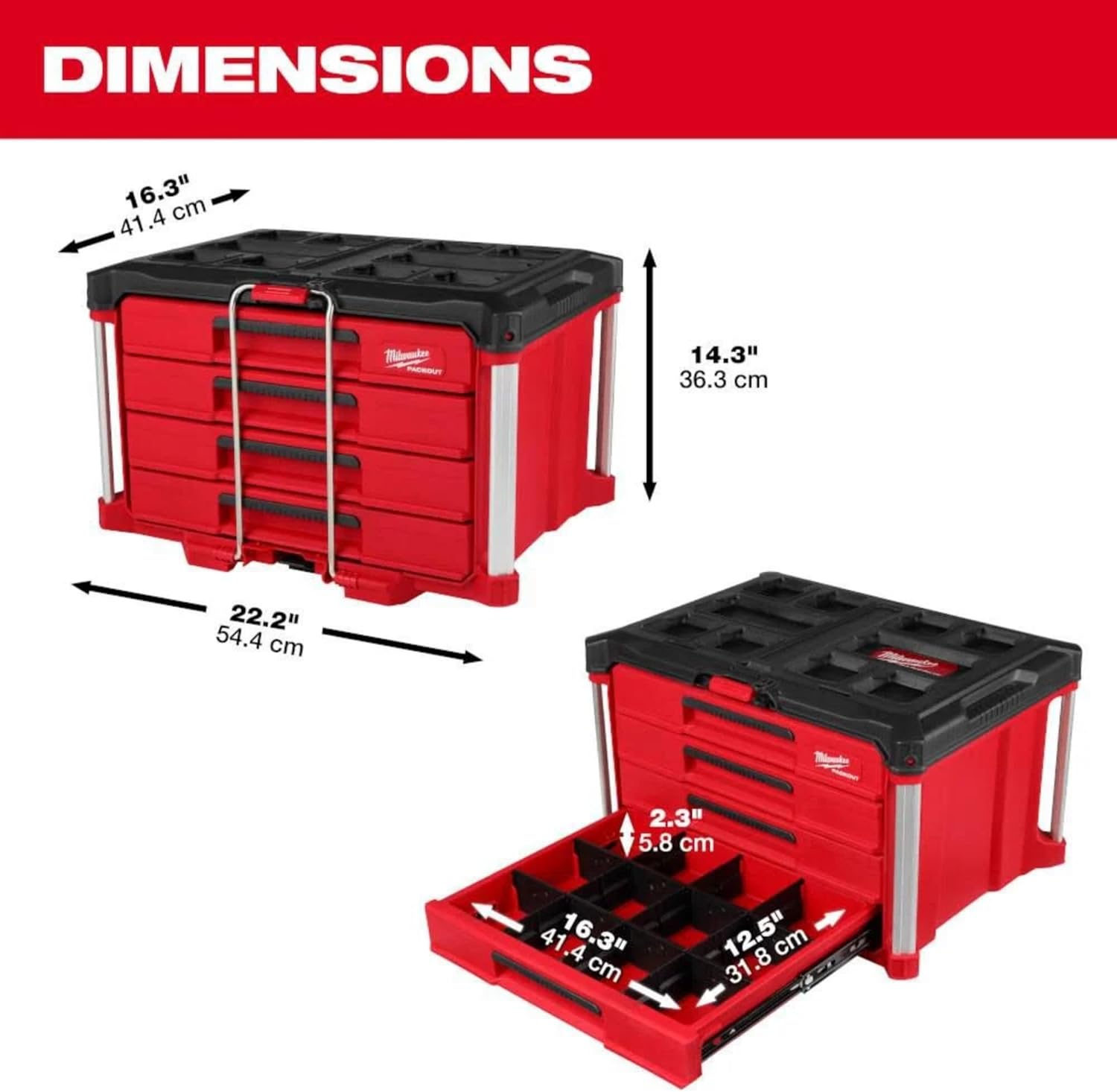 Milwaukee Packout 4 Drawer Tool Organizer Box - 48-22-8444