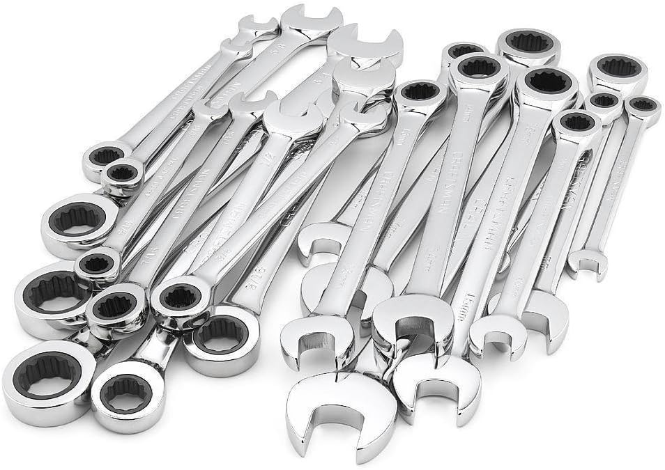 Craftsman 20 pc Combination Ratcheting Wrench Set Metric MM & Standard SAE