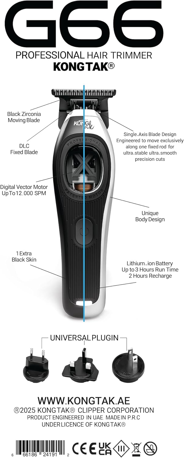G66 Professional Hair Trimmer with Digital Vector Motor UP to 12,000 SPM and DLC Blade