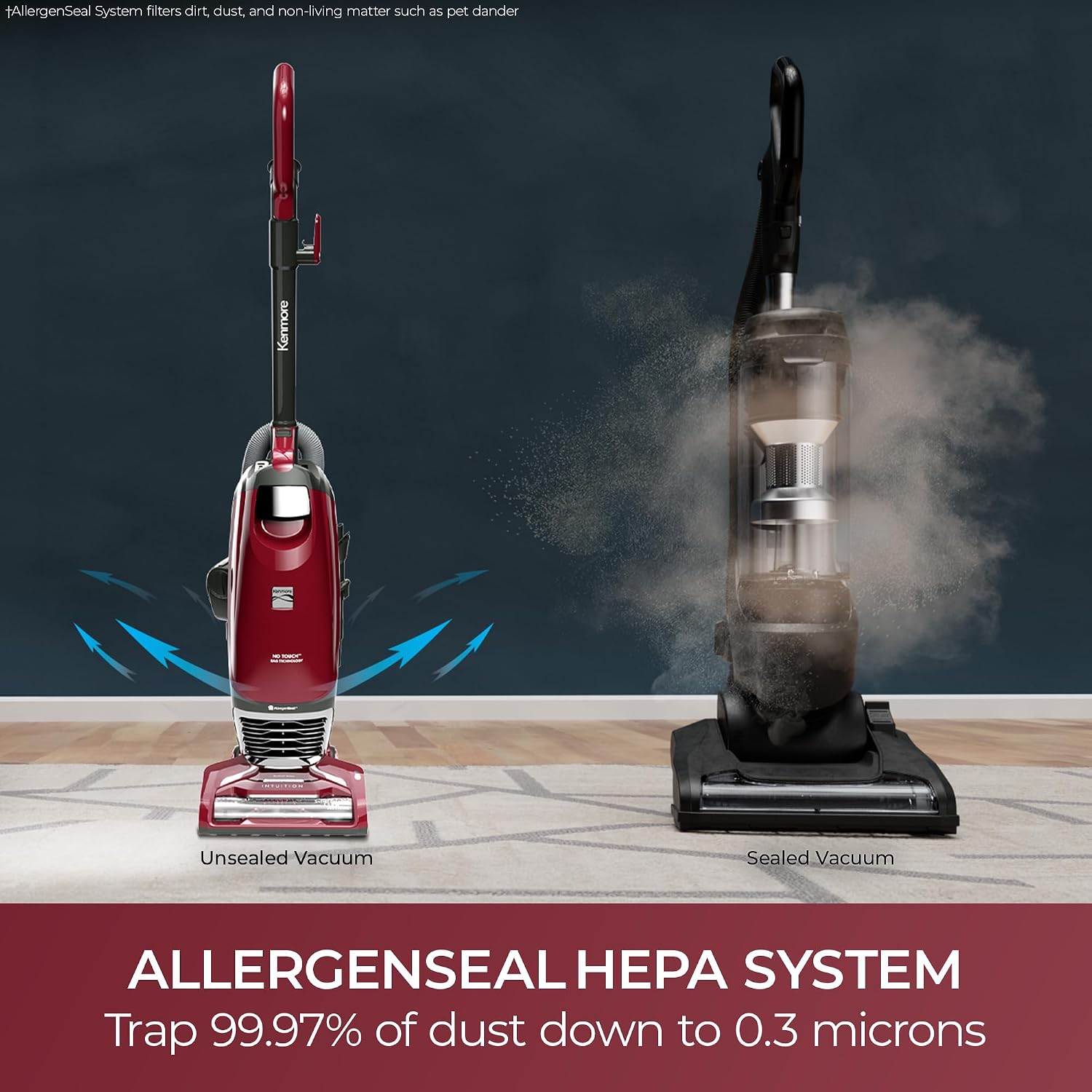 Kenmore BU3040 Intuition Bagged Upright Vacuum Lightweight Cleaner 2-Motor Power Suction with HEPA Filter, 3-in-1 Combination Tool, Handi-Mate for Carpet, Floor, Pet Hair, Red w/No Lift-up