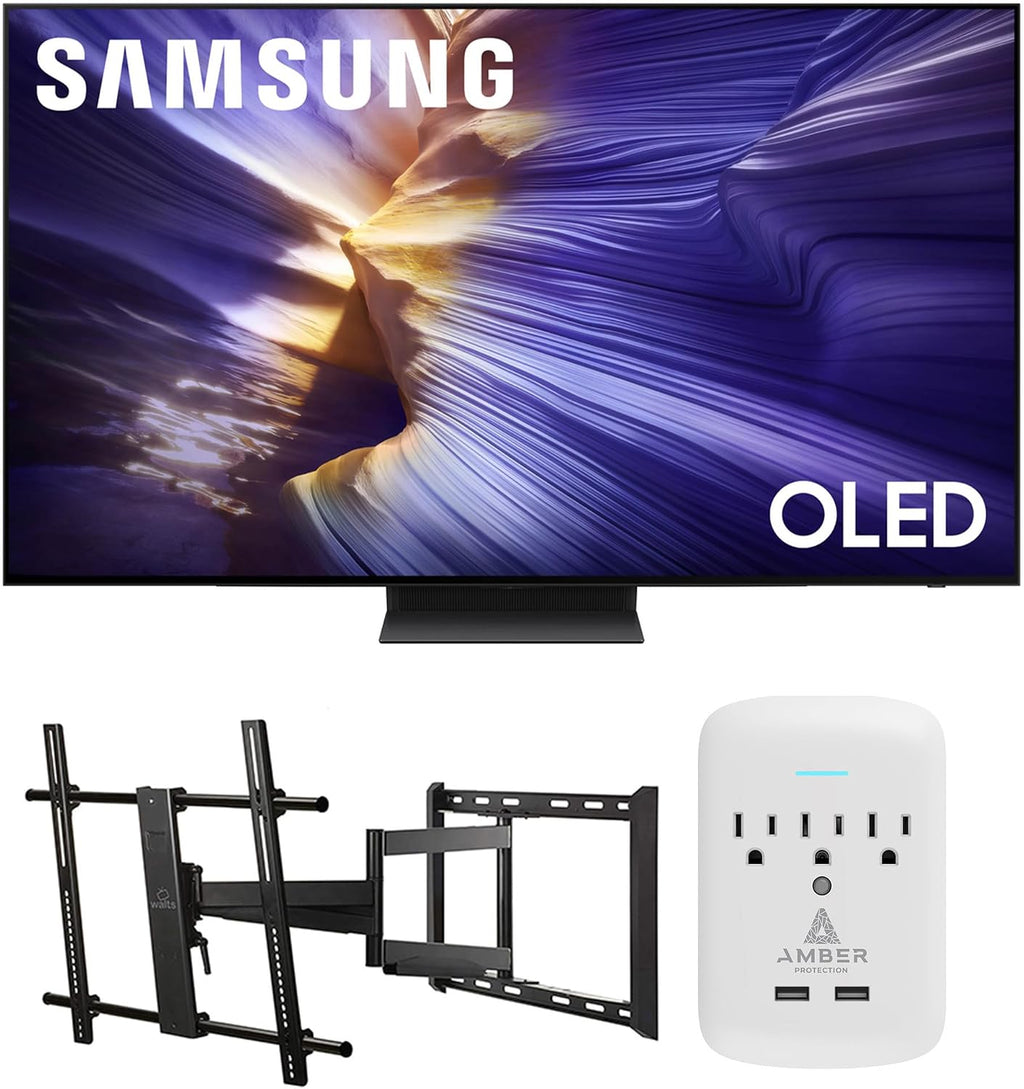 Samsung QN83S90FAEXZA 83 Inch 4K OLED Smart TV with a Walts Large/Extra Large Full Motion Mount for 43'-90' TVs and Amber Protection 3-Outlet-Surge Surge Protector (2025)