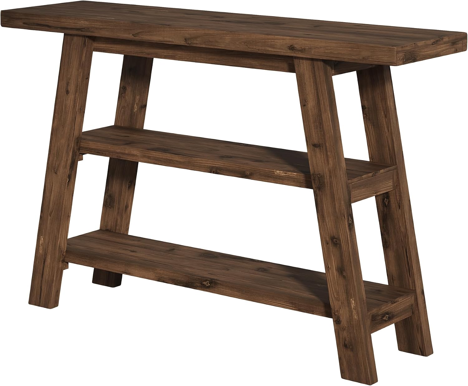 Solid Wood Console Table, 47.24' Long Farmhouse Entryway Table with 3-Tier Shelves, Rectangular Couch Tables Behind Sofa, Narrow Accent Tables for Hallway, Entrance, Foyer, Living Room (Dark Brown)