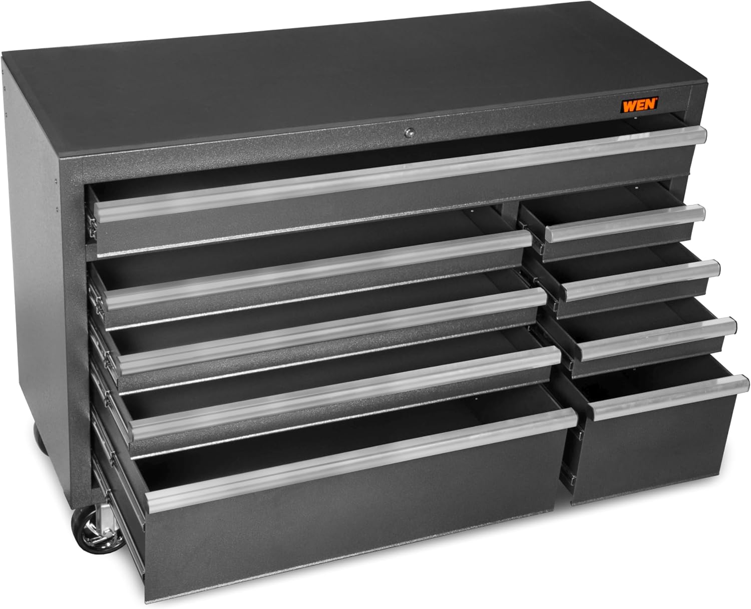 Wen 52-Inch Premium Rolling Tool Cabinet, Black, Heavy Duty 21-Gauge Powder-Coated Steel Construction, for Garage and Workshop (GG532B)
