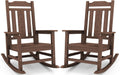 SERWALL HDPE Outdoor Rocking Chairs for Adults, Outdoor Rocking Chairs Set of 2, Patio Rocking Chair Sets, Coffee