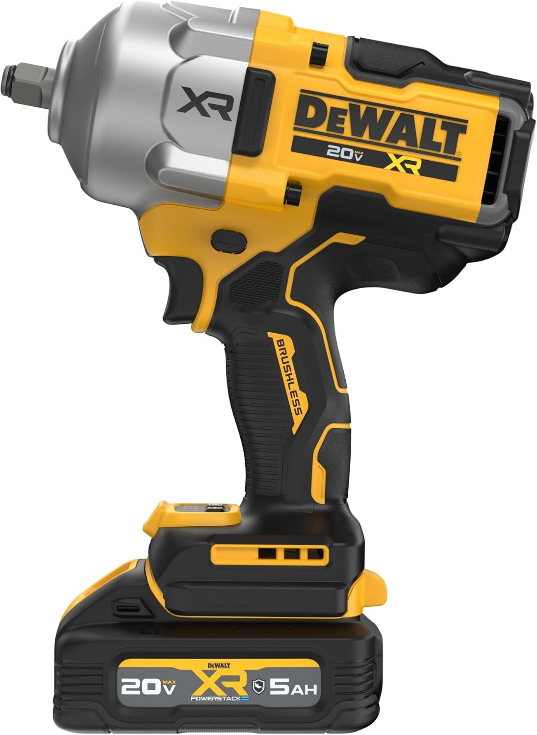 DEWALT 20V MAX XR Cordless Impact Wrench Kit, 1/2' Hog Ring, High Torque, Brushless, Includes POWERSTACK Battery and Charger (DCF961GH1)