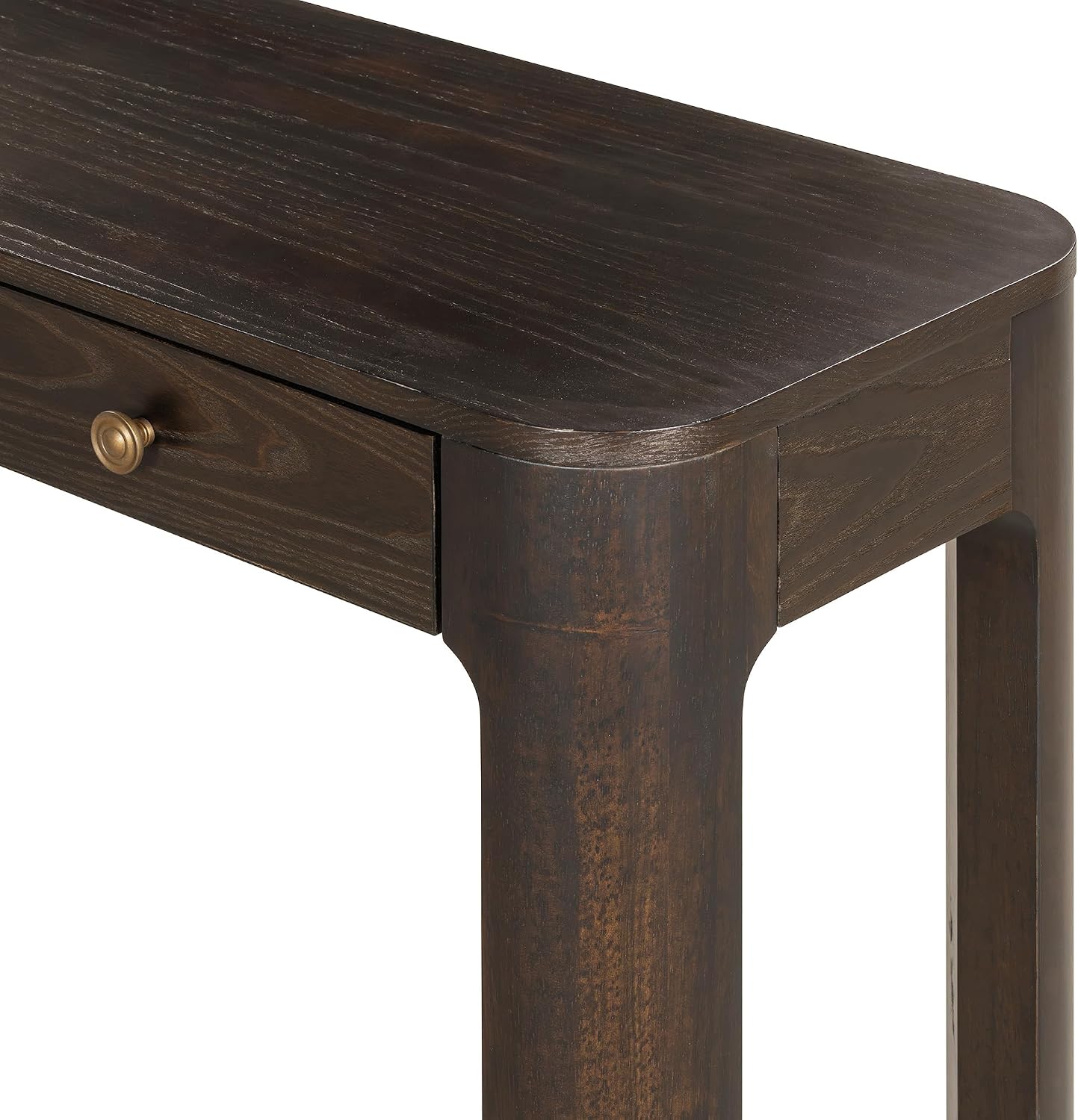 LKTART Solid Wood Entryway Table with 3 Drawers,Farmhouse Console Table Sofa Table with Curved Corners for Hallway,Foyer,Living Room (52' Espresso)