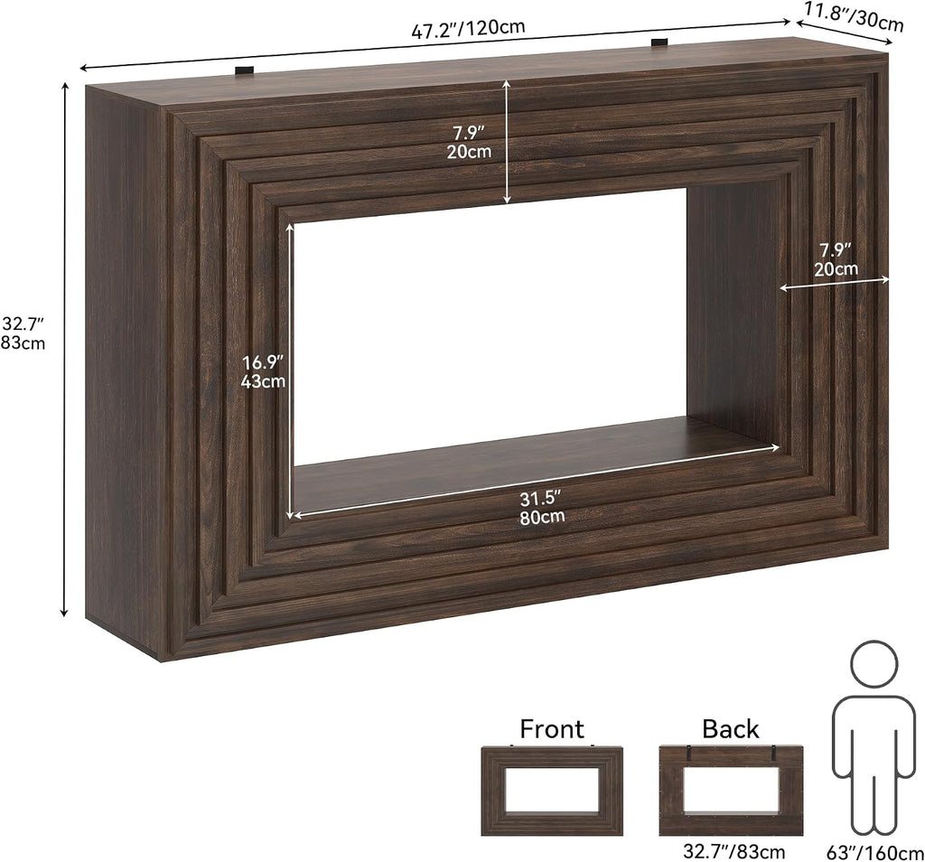 YITAHOME 47.2 Inches Farmhouse Entryway Table, Console Table with Storage, Entry Way Table for Living Room Bedroom Hallway or Home Office, Walnut