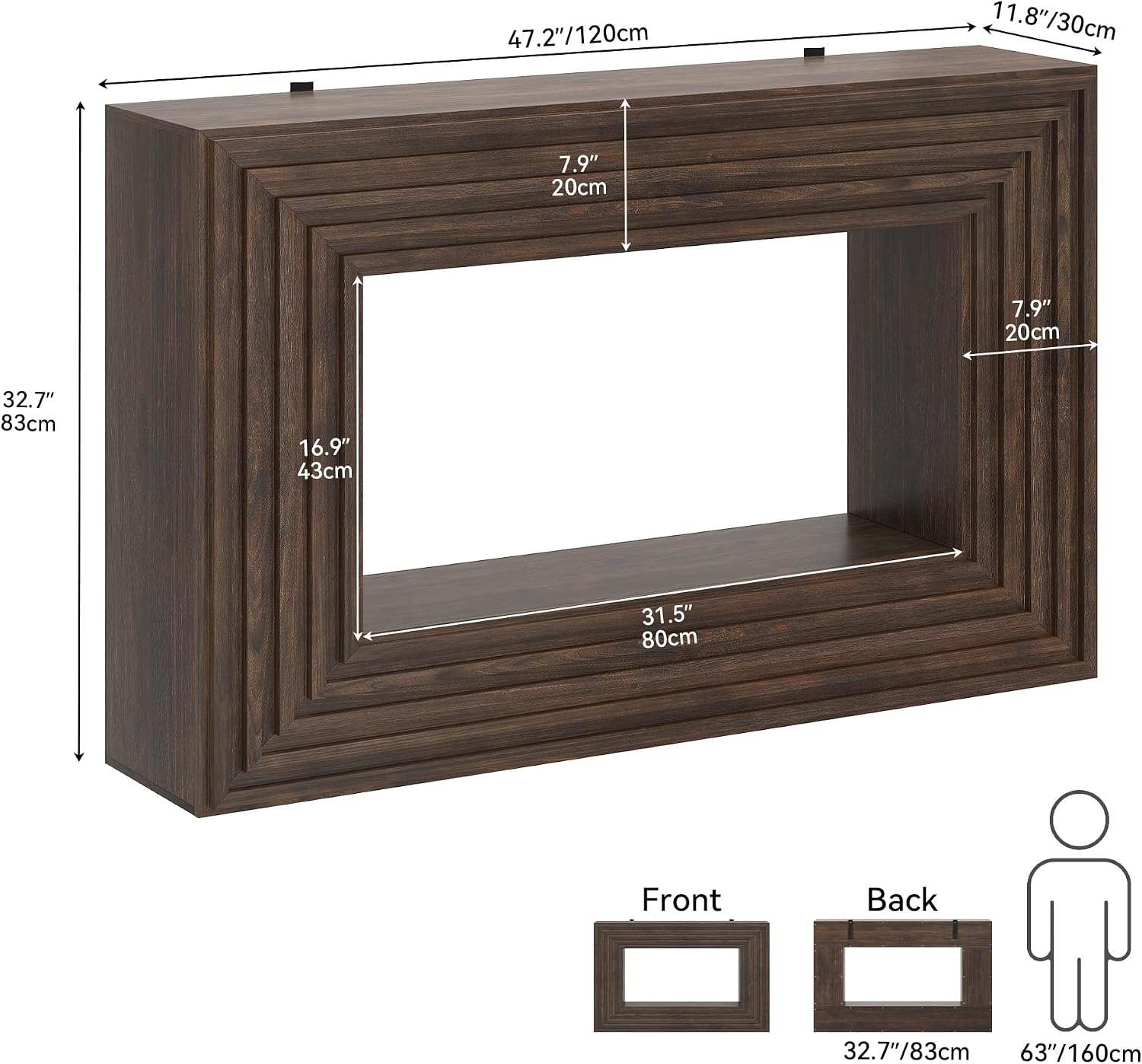 YITAHOME 47.2 Inches Farmhouse Entryway Table, Console Table with Storage, Entry Way Table for Living Room Bedroom Hallway or Home Office, Walnut