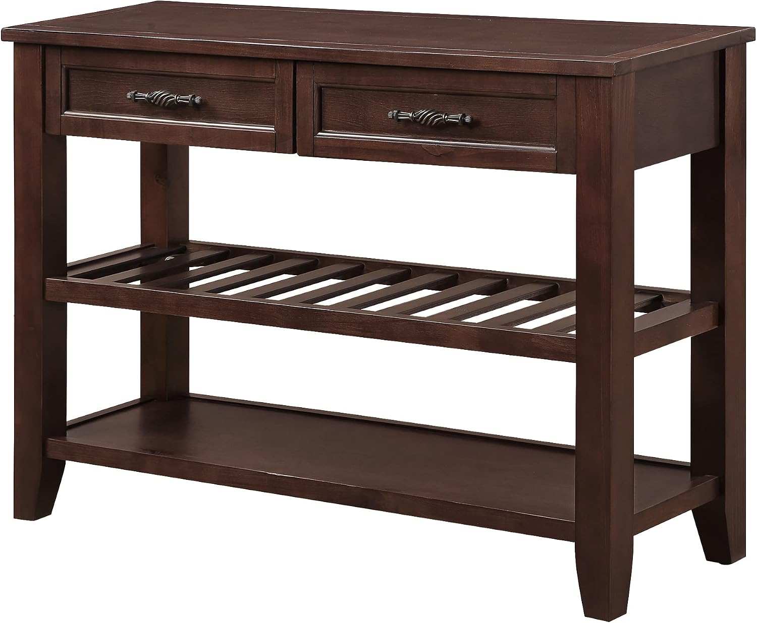 LKTART Solid Wood Console Table Sofa Tables with Drawers and Shelves Small Entryway Table for Living Room,Behind the Couch Table,Foyer(42' Espresso)