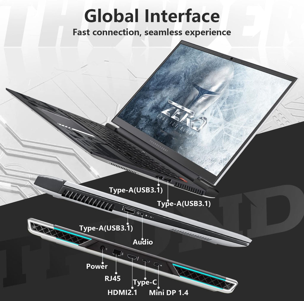 Thunderobot Zero 16 i9 RTX 4070 Gaming Laptop, 16' WQXGA 360Hz 2.5K Display, 14th Gen Intel Core i9-14900HX, GeForce RTX 4070, 32GB DDR5 RAM, 2TB SSD, RGB Backlit KB, Wi-Fi 6, Win 11 Home, White