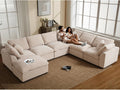 Oversized Modular Sectional Sofa Couch, Large 7 Seater Corner Sofa Modern U Shaped Sectional Couch with Ottoman Cloud Couches for Living Room, Office, Spacious Space