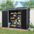 8x4FT Resin Garden Shed - Plastic Lean to Shed with Floor, Lockable Outdoor Storage Sheds for Patio Yard, Outdoor Shed with Floor Included (Black)