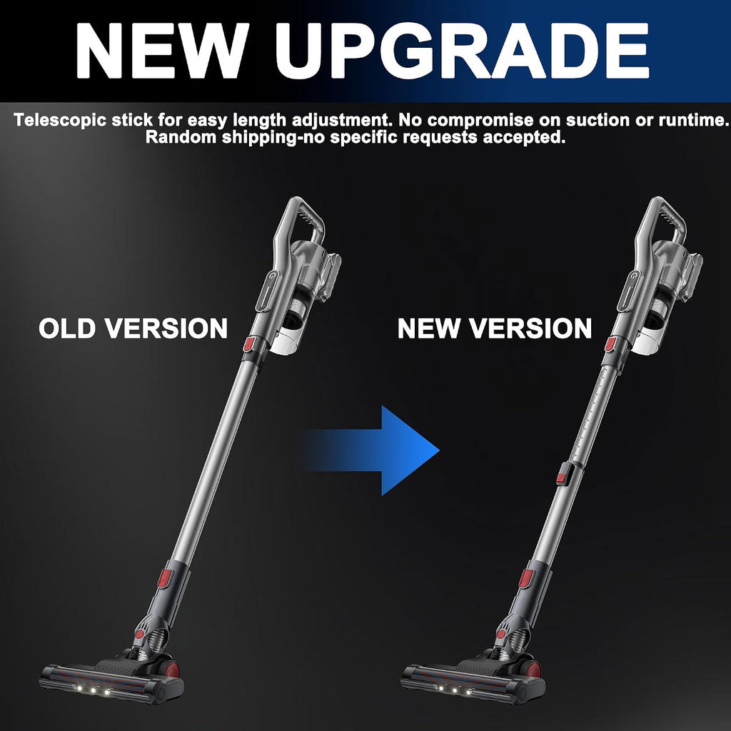 Cordless Vacuum Cleaner with LED Light, Battery Operated Vacuum, Lightweight Vacuum, HEPA Filter, Multiple Attachments for For Pet Hair & Deep Cleaning,Keep Filter Clean For Max Suction,Silver