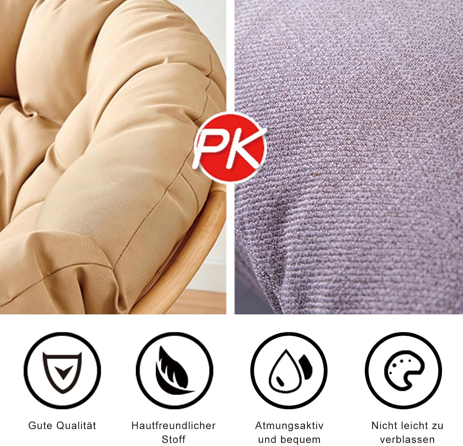 Indoor Outdoor Waterproof Papasan Chair Cushion Egg Chair Cushion Hanging Chair Cushion Patio Chair Mat for Rocking Chair Seats(Red,140 * 140cm)