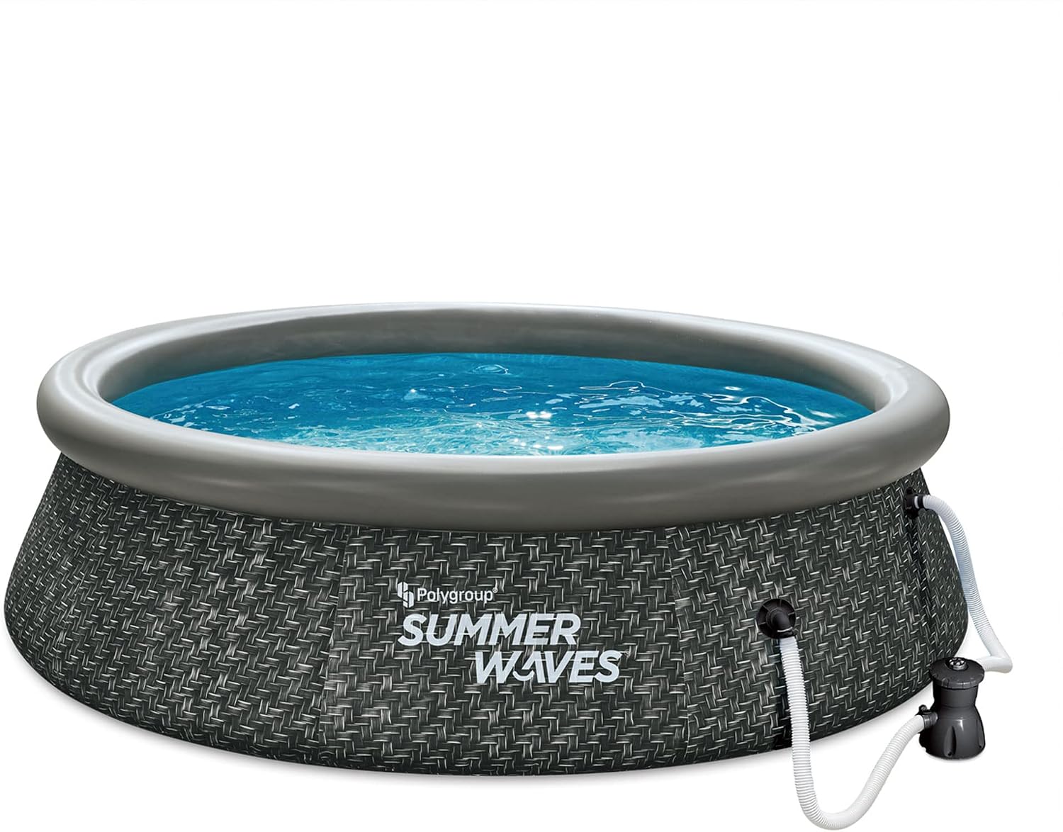 Summer Waves Quick Set 10 Foot x 30 Inch Round Inflatable Above Ground Outdoor Backyard Swimming Pool with Filter Pump and Filter Cartridge