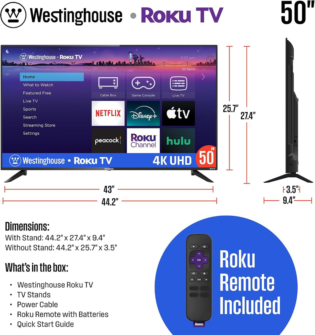 Westinghouse 4K 50 Inch TV and 5.1.2 Sound Bar