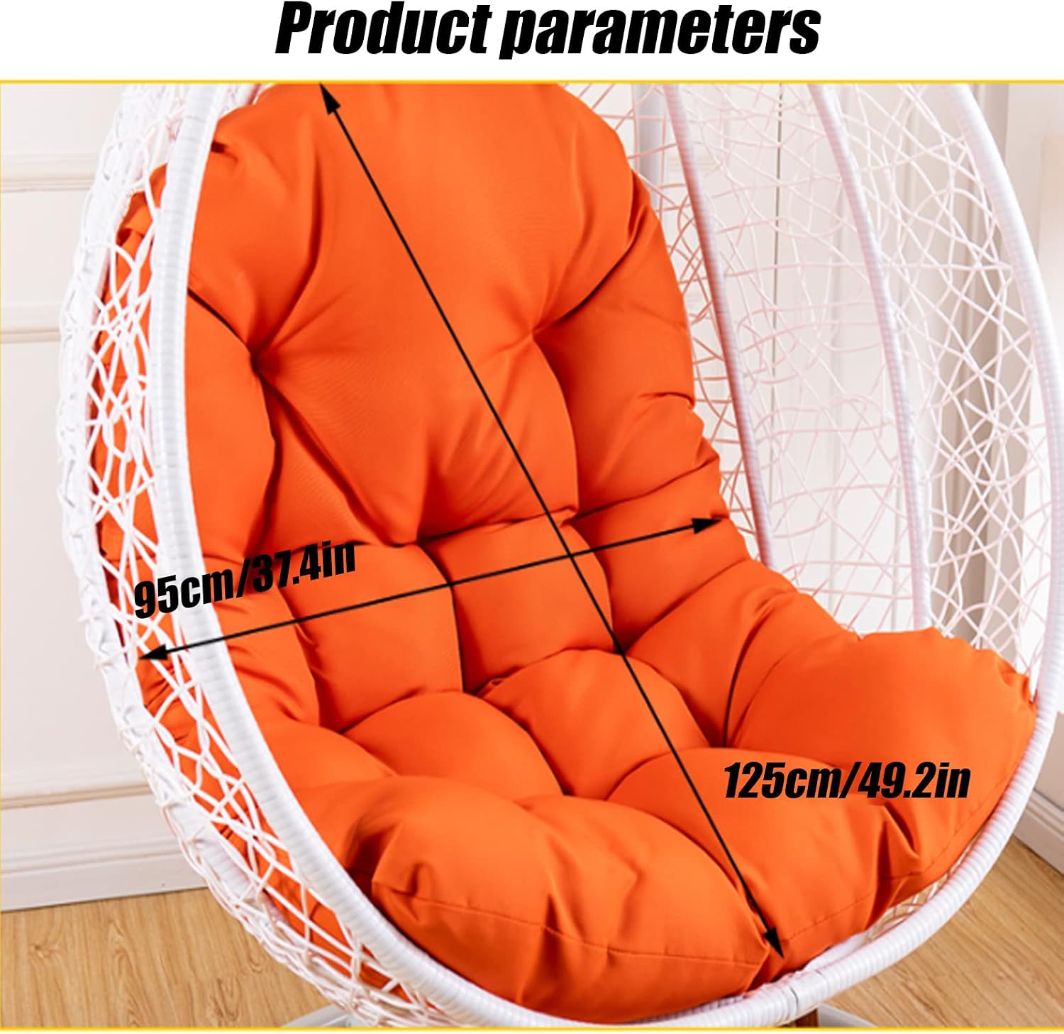 HUHJYUGE Hanging Basket Seat Cushion, Hanging Egg Chair Cushions, Hammock Chair Cushions, Thick Nest Back Pillow, Not-Slip, Washable, for Outdoor Patio Garden Swing Chair Cushion Seat Pads