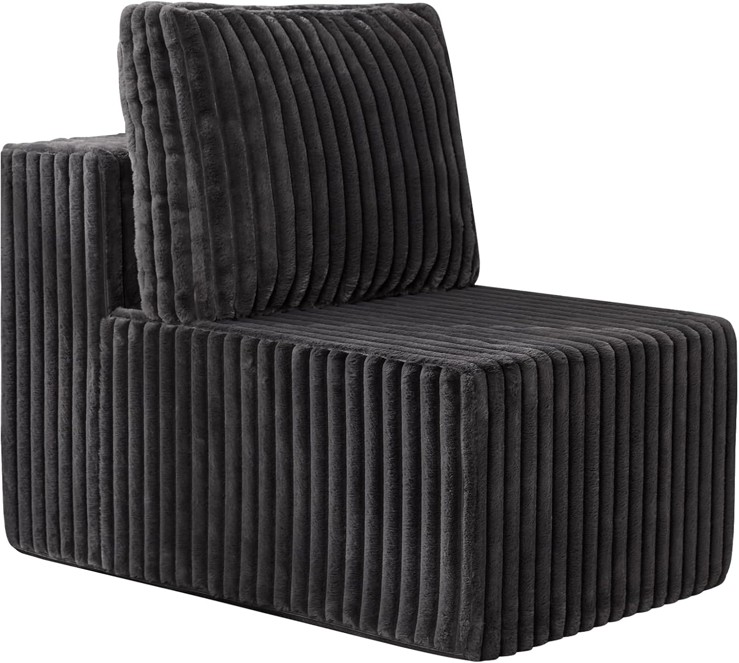 Single Sofa 1 Seat Couch with Deep Seat Memory Foam Cloud Chair with Pillows Large Sofa with L Shape for Living Room Bedroom (Strip Grey, Single)