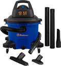 Koblenz WD-12 L4 Wet Dry Vacuum Cleaner, 12 Gallon 5.5 PHP, 3-in-1 Suction & Blower, 32 ft Reach, Drain Plug, Large Vacuum Cleaner for Car, Shop Vacuum Wet and Dry, Click-N-Lock Hose, Blue/Black