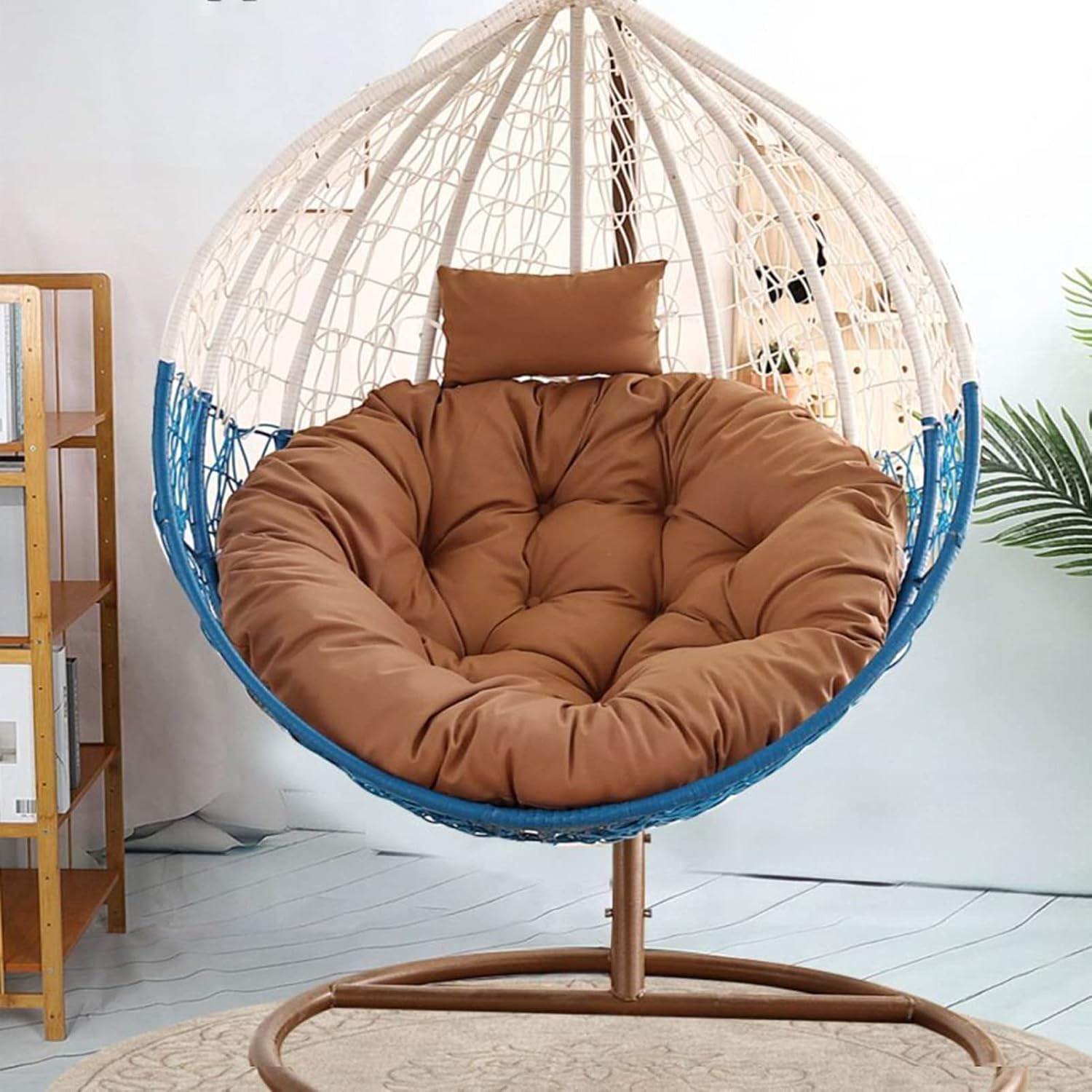 HUHJYUGE Hanging Egg Chair Cushion, Swing Seat Cushio Breathable, Rocking Chairs Seat Cushion Pad, Detachable, Sun-Resistant, Water-Resistant, for Outdoor Garden Patio Yard (D 115cm/45.2in)