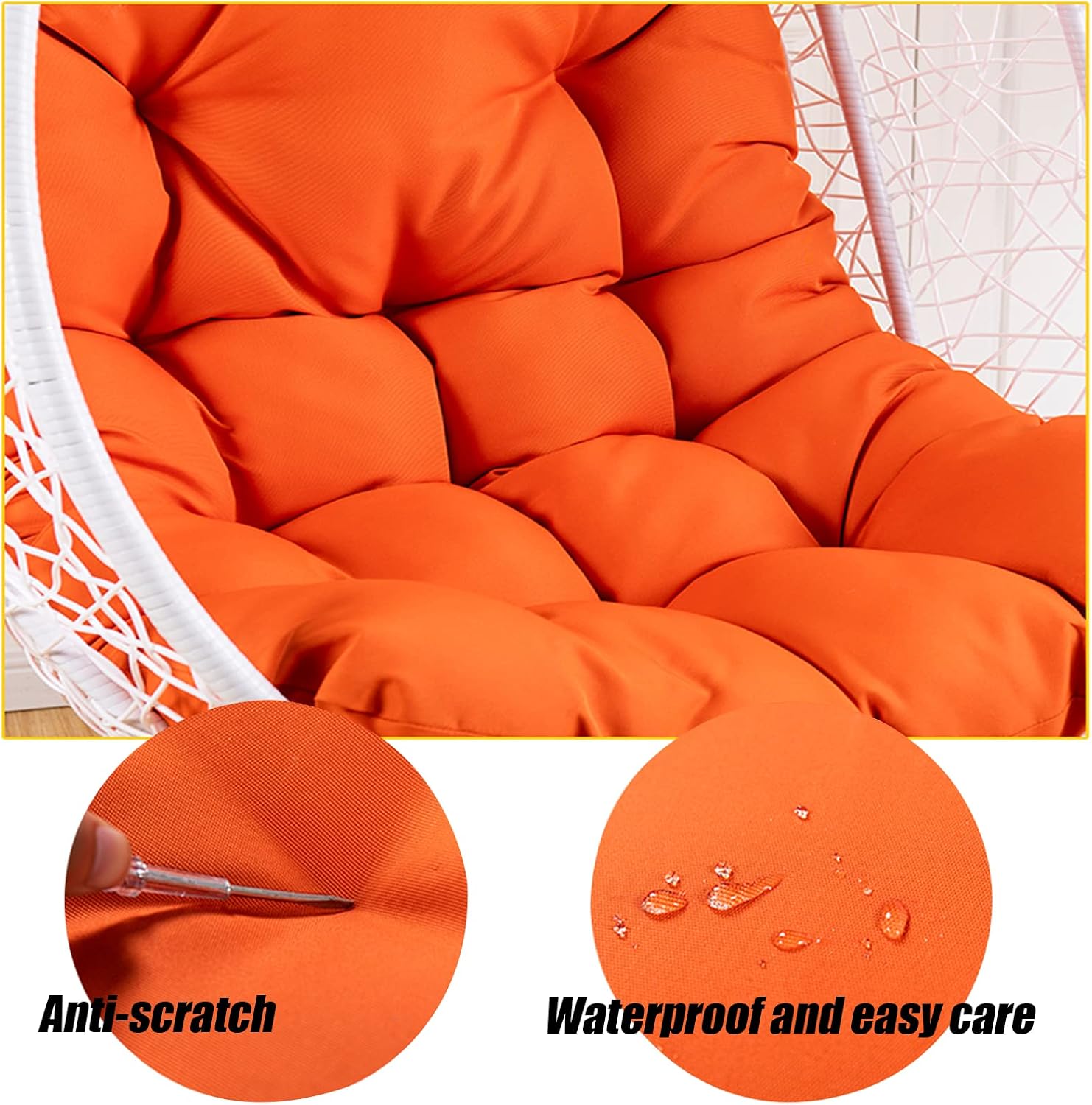 HUHJYUGE Hanging Basket Seat Cushion, Hanging Egg Chair Cushions, Hammock Chair Cushions, Thick Nest Back Pillow, Not-Slip, Washable, for Outdoor Patio Garden Swing Chair Cushion Seat Pads