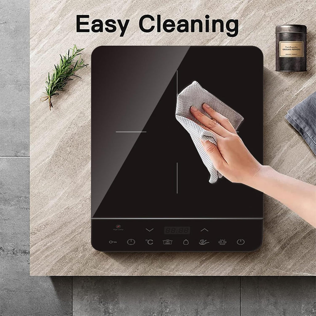 1800W High Power Induction Cooktop 9-Speed Safety Lock Intelligent Touch Control Heating Plate 3H Timer Portable Induction Cooktop