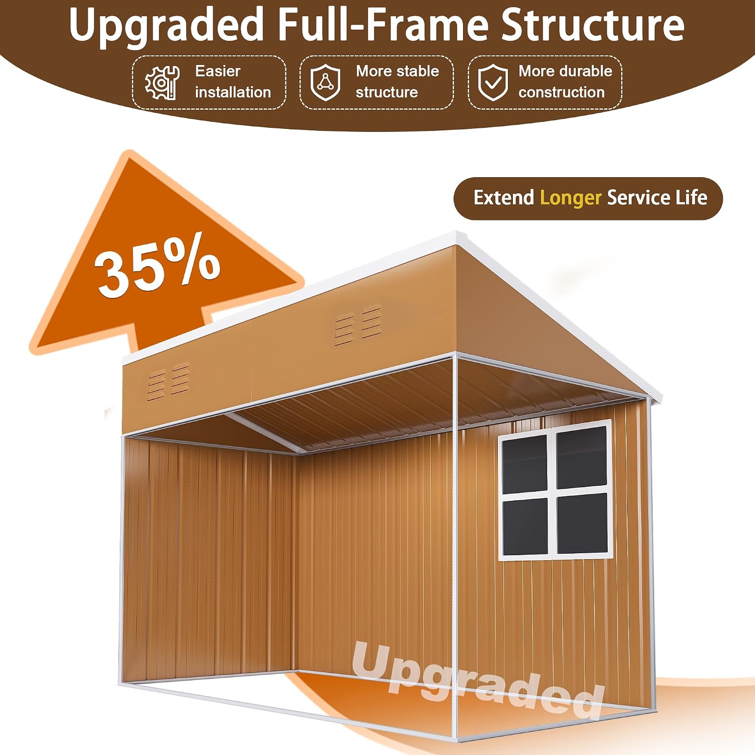 Montary 8X4 FT Outdoor Storage Shed with Windows, Lockable Door & Ventilation - Weatherproof Metal Garden Shed, Outdoor Tool Storage House for Backyard, Lawn, Patio,Yard