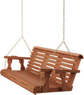 Amish Casual Heavy Duty 700 Lb Capacity Porch Swing with Cupholders (6 Foot, Cedar Stain) – Wooden Outdoor Roll Back Swing with Hanging Chains – Amish Made in the USA