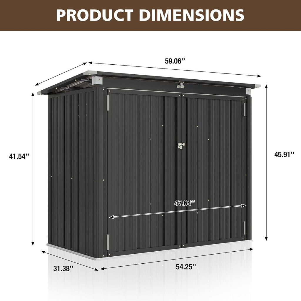 Outdoor Trash Can Storage Shed - Metal Waterproof Outdoor Garbage Can Organizer with Chain Lid, Ideal for Trash Bins, Toys, Garden Tools for Garden/Backyard/Patio