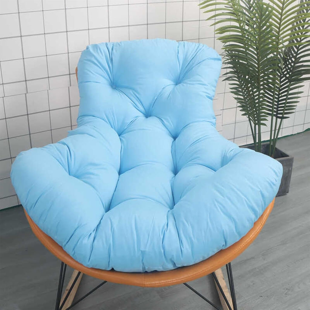 Lazy Rocking Egg Chair Cushion, Indoor Outdoor Oversized Lounge Wicker Papasan Cushion, Thick Nest Back Seat Pillow for Patio Porch Garden(Sky Blue,100 * 120cm)