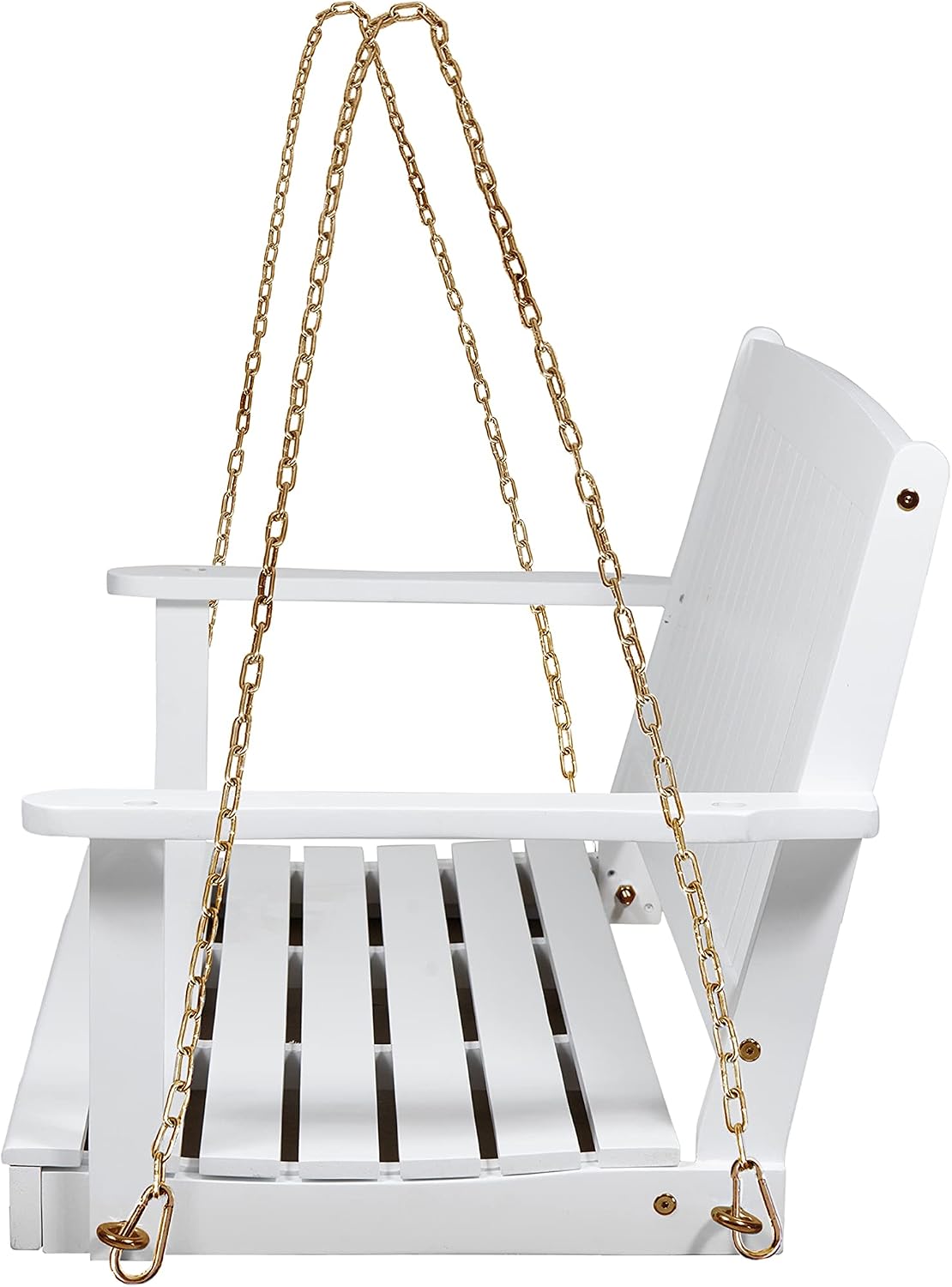 Outdoor Double Solid Wood Swing Chair, Thickened Teak Wood with backrest, Courtyard Balcony Hanging Leisure Rocking Chair, Decorating a Warm Home