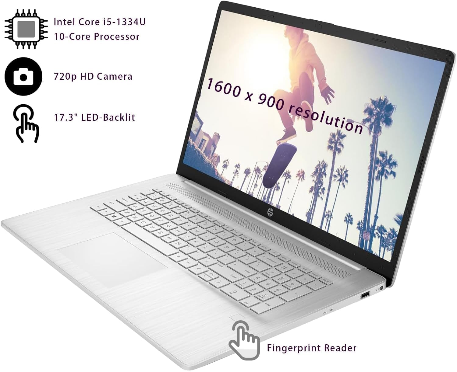 HP 17.3 Inch Laptop Office 365 for The Web | Backlit Keyboard, Fingerprint Reader | Intel Core i5-1334U (10 Cores, 4.6GHz) | 16GB RAM, 1TB SSD | Iris Xe Graphic | Win 11 | WiFi 6