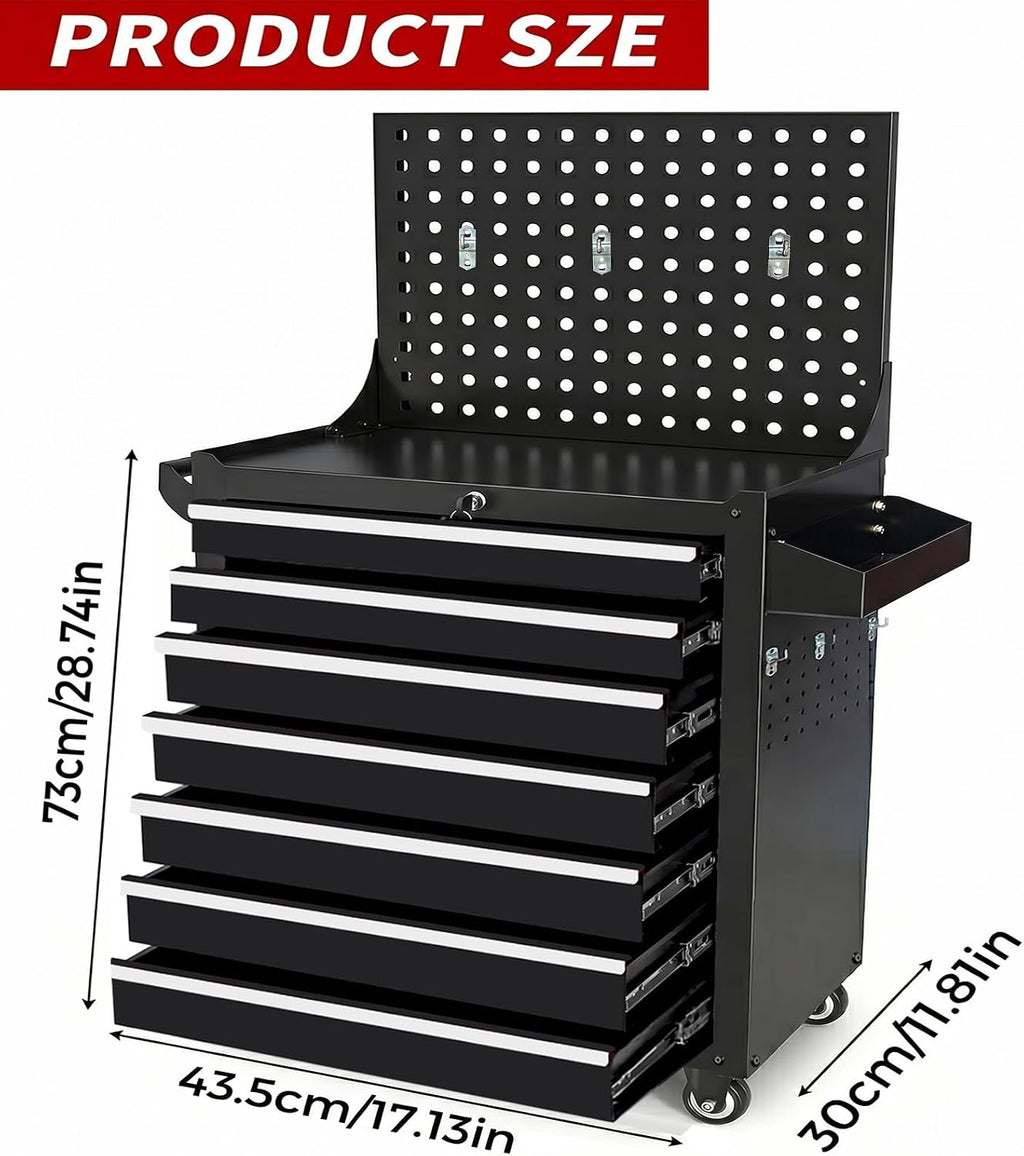 7-Drawer Tool Chest on Wheels, Rolling Metal Toolbox with Wheels & Drawers, Tool Cart Cabinet, Suitable for Garage, Moving/Gift/Daily Use