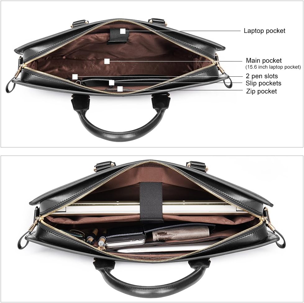BOSTANTEN Leather Lawyers Briefcase Laptop Business Slim Bags for Men & Women