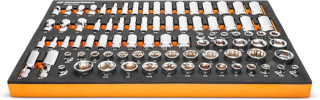 GEARWRENCH 85 Piece 3/8' Drive Master SAE Socket Set in Foam Storage Tray - GWMSSKT38SAE