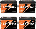4 packs 12V 300Ah (314Ah) LiFePO4 Lithium Battery 4019Wh 15000+ Deep Cycle Low Temp Cut-Off Rechargeable RV Battery Perfect for Off Grid Applications Camping Marine Boat Solar System
