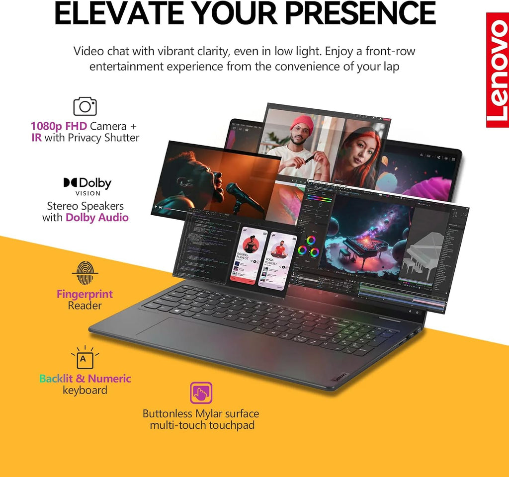 Lenovo 2025 Yoga 7i 2 in 1 Laptop Touchscreen|16' FHD+ 360 Foldable Touch Screen Convertible|Intel Core Ultra 7, 16GB DDR5 RAM 1TB SSD+512GB Portable SSD|Windows 11 Pro Lifetime Office|Backlit|FP