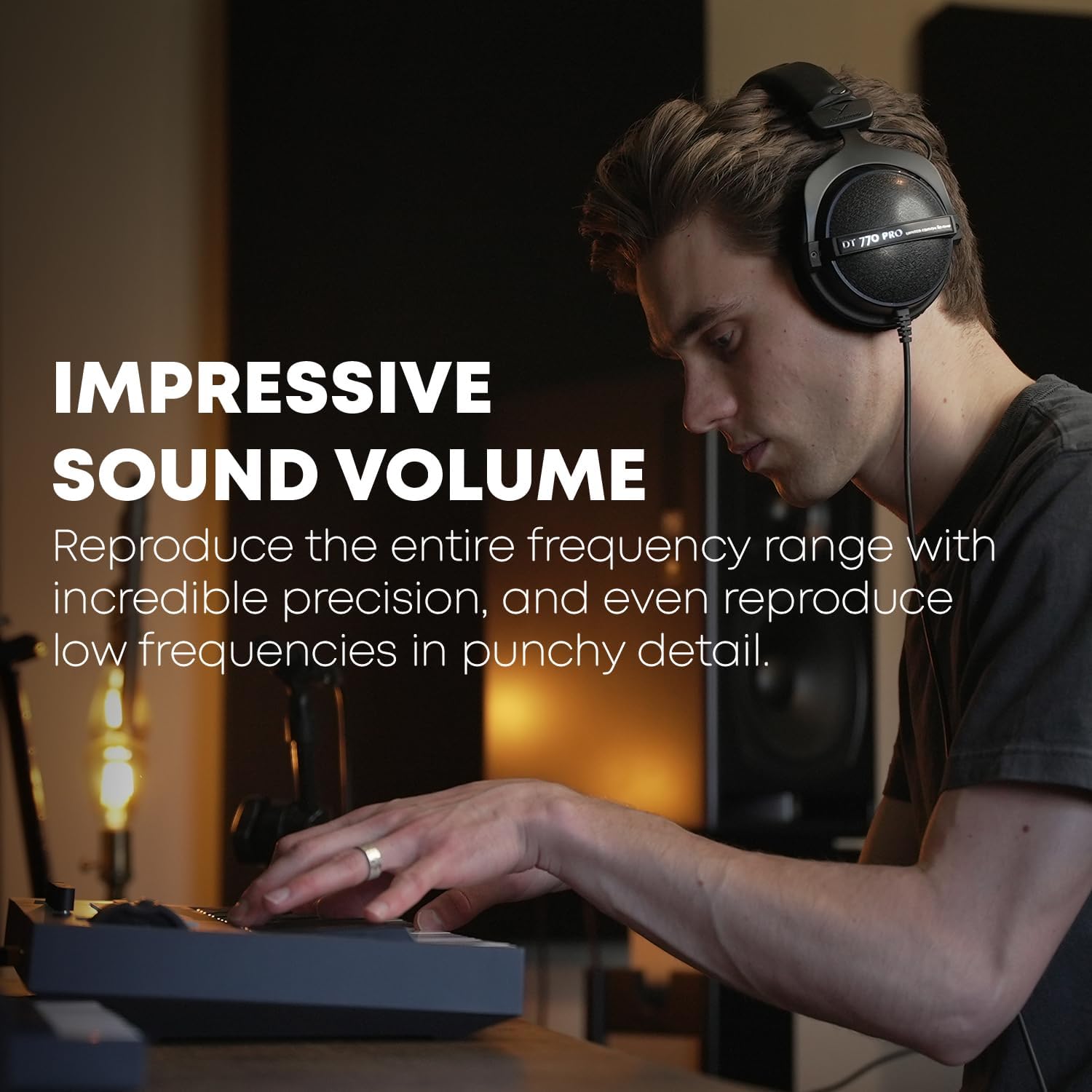 beyerdynamic DT 770 PRO, 32 Ohm, Closed Back, Over Ear, Wired Professional Studio Headphones, Mobile Recording, Podcast, Gaming, 1.6m Straight Cable, Black with Limited Edition Gray Velour Ear Pads