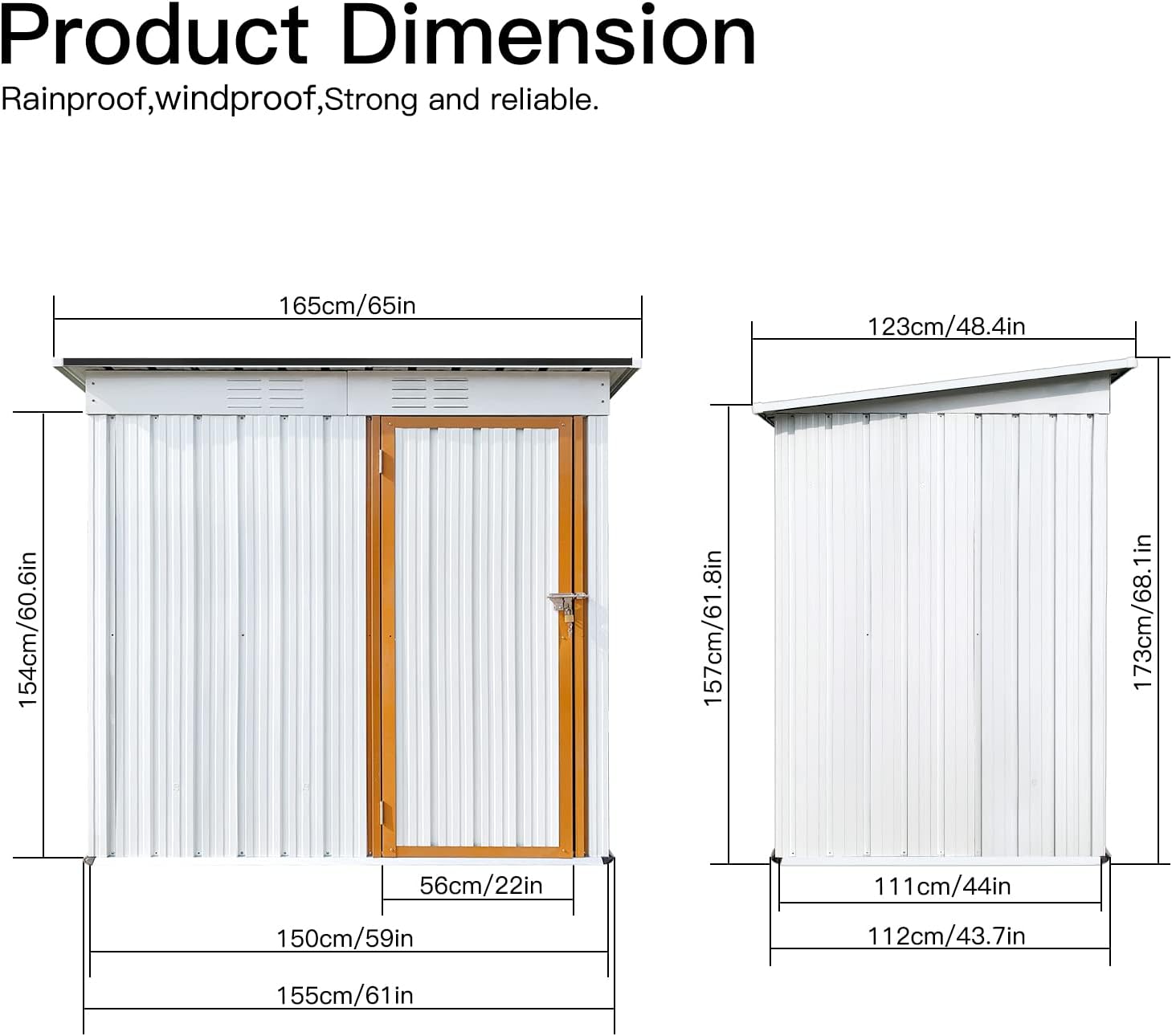 Ritsu 5FT x 4FT Outdoor Sheds & Outdoor Storage Clearance, Metal Anti-Corrosion Utility Tool House with Lockable Door & Shutter Vents, Waterproof Storage Garden Shed for Backyard Lawn Patio, White
