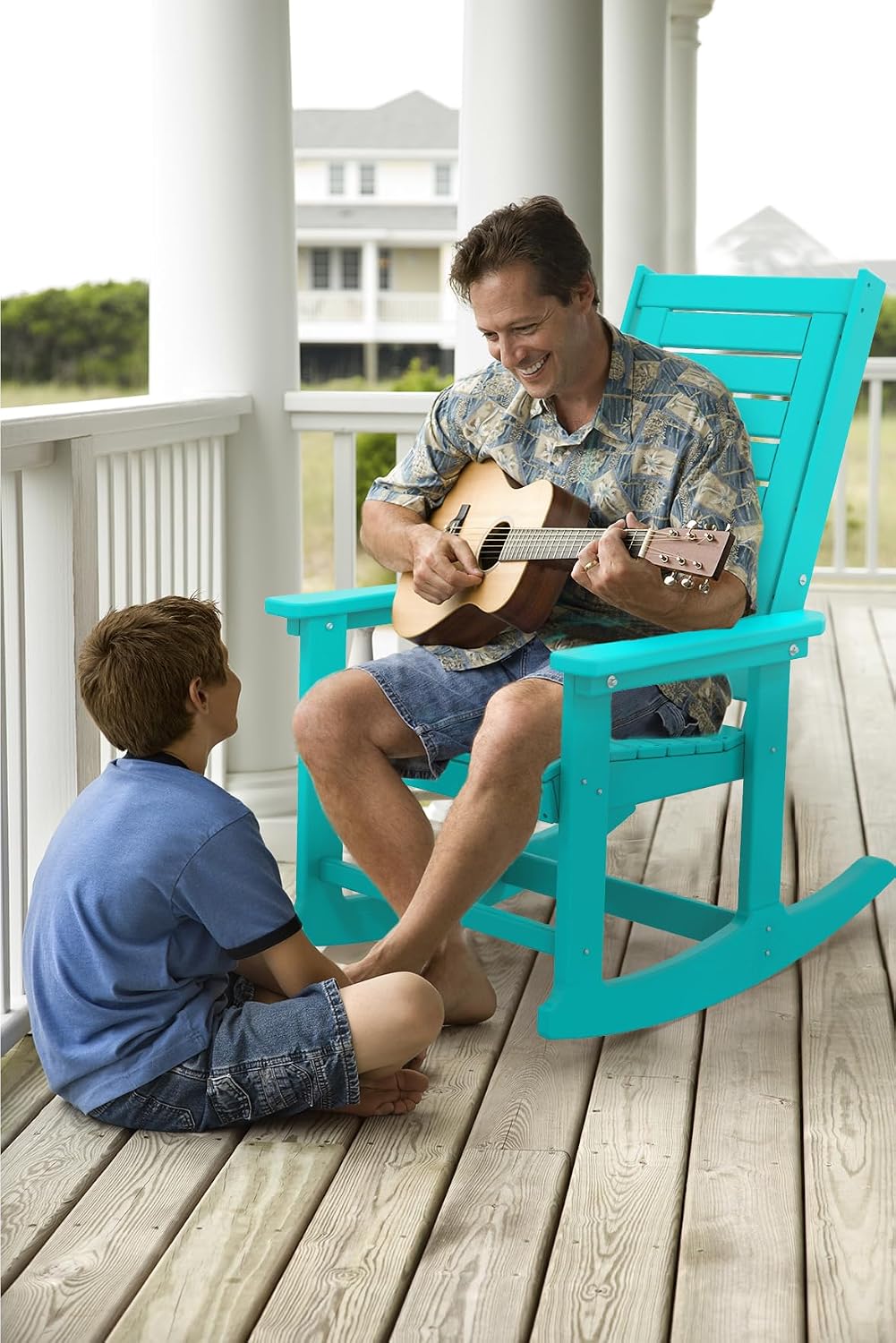 BRIOPAWS Outdoor Rocking Chairs Set of 2 | HDPE Plastic | Porch Rockers | Aqua | Oversized | Patio Rocker Chair | High Back | for Big Man | Weather Resistant | for Outside Deck Balcony Front Backyard